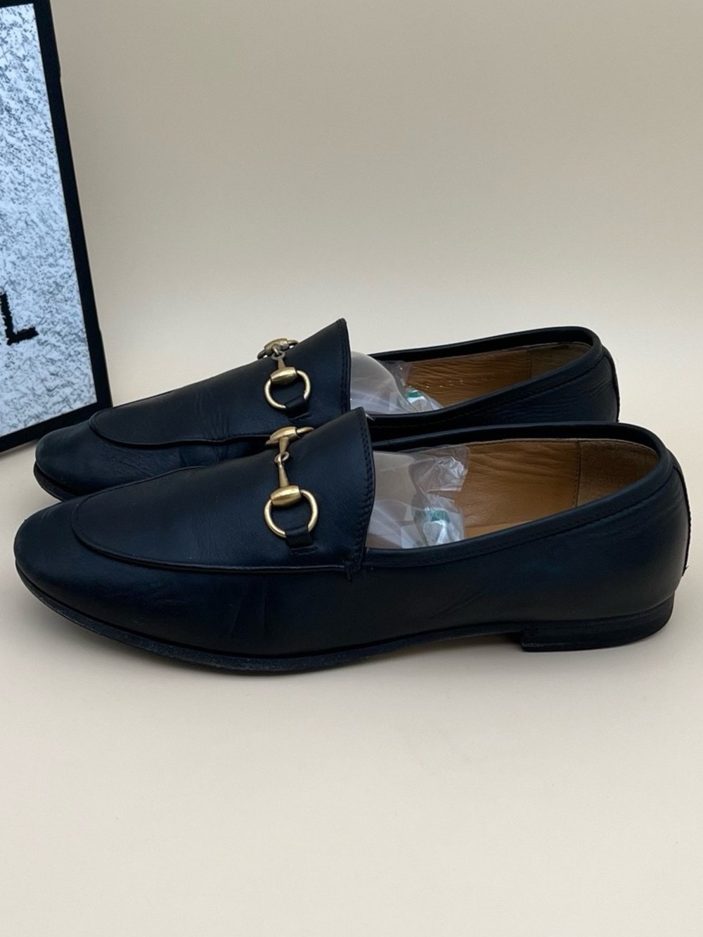 🚩steal Gucci Black Leather Horsebit Loafers